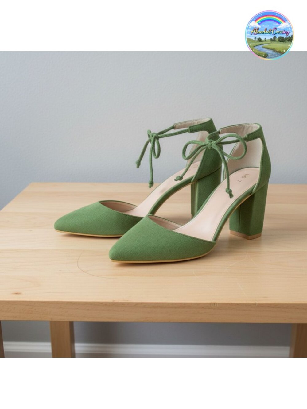 Ankle Tie Point Toe Dress Pumps High Block Heel Faux Suede
